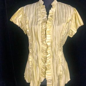 Harve Bernard Crinkle Ruffle Blouse SZ Large